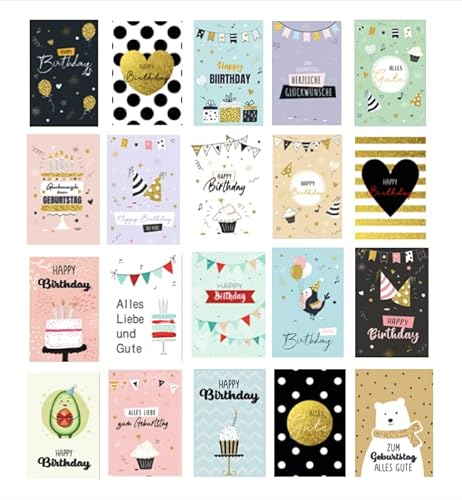 20 Premium Geburtstagskarten Happy Birthday 18x12cm - Klappkarten mit 20 weissen Umschlägen, Karte zum Geburtstag Alles Gute Glückwunschkarten Karten 20 Premium Geburtstagskarten Happy Birthday 18x12cm - Klappkarten mit 20 weissen Umschlägen, Karte zum Geburtstag Alles Gute Glückwunschkarten Karten von Handarbeit - Lieblingsladen