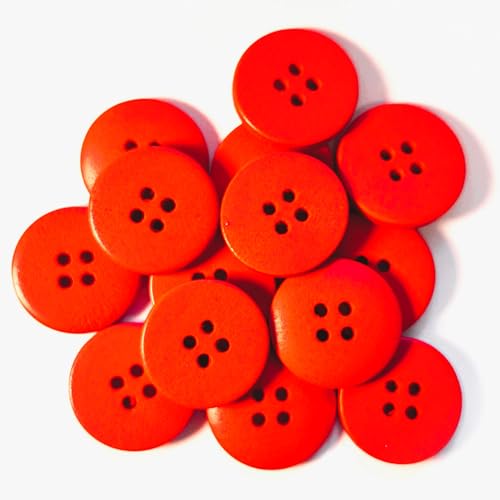20 edle Holzknöpfe 20mm (2,0cm) rot rund Vierlochknöpfe a 2mm je Loch – 4-Loch-Knöpfe zum basteln nähen annähen aufnähen Bastelknöpfe Jackenknöpfe Mantelknöpfe von Handarbeit - Lieblingsladen
