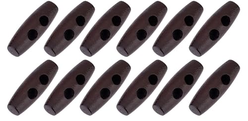 20 edle Holzknöpfe - Knebelknöpfe oval 30mm x 10mm (3,0cm x 1,0cm) kaffeebraun braun Knebel 2 Löcher a 4,5mm je Loch - längliche Knöpfe zum annähen nähen und basteln - Jackenknöpfe Mantelknöpfe von Handarbeit - Lieblingsladen
