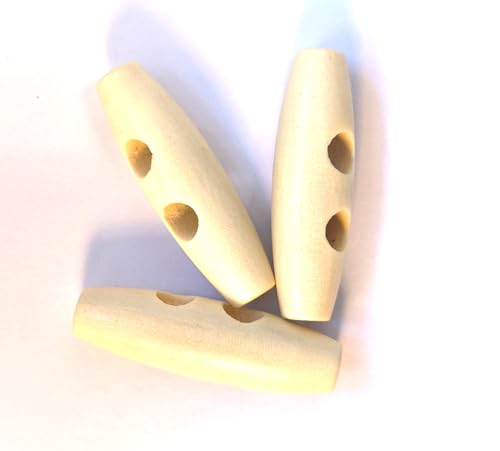 20 edle Holzknöpfe - Knebelknöpfe oval 40mm x 11mm (4,0cm x 1,1cm) hellgelb Maisseide Knebel 2 Löcher a 6,0mm je Loch - längliche Knöpfe zum annähen nähen und basteln - Jackenknöpfe Mantelknöpfe von Handarbeit - Lieblingsladen