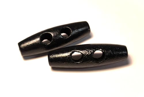 20 edle Holzknöpfe - Knebelknöpfe oval 40mm x 12mm (4,0cm x 1,2cm) schwarz Knebel 2 Löcher a 6,0mm je Loch - längliche Knöpfe zum annähen nähen basteln - Jackenknöpfe Mantelknöpfe von Handarbeit - Lieblingsladen