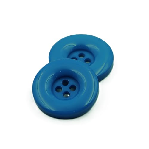20 edle Kunststoffknöpfe 18mm azurblau rund Vierlochknöpfe a 2mm je Loch - 4-Loch-Knöpfe zum basteln nähen annähen Bastelknöpfe von Handarbeit - Lieblingsladen