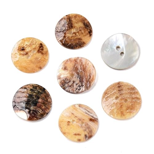 20 hochwertige Perlmuttknöpfe, Akoya-Muschelknopf, 17,5-18mm (1,75-1,8cm) Mokassin-beige rund Zweilochknöpfe a 1,6mm je Loch – 2-Loch-Knöpfe Muschel Knopf zum Annähen nähen basteln Bastelknöpfe von Handarbeit - Lieblingsladen