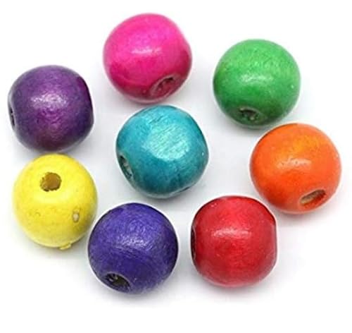 200 Stück Holzperlen 14mm x 13mm (1,4cm x 1,3cm) bunt Abakus Abakusform im zufälligen farblichen Mix Loch 4,5mm zum basteln auffädeln Perlen aus Holz Bastelperlen DIY Schmuck Armbänder von Handarbeit - Lieblingsladen