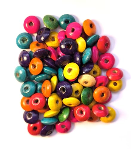 200 Stück Holzperlen 14mm x 6mm (1,4cm x 0,6cm) bunt rund flach Linsenperlen Abakus im zufälligen farblichen Mix Loch 3,0mm zum basteln auffädeln Perlen aus Holz Bastelperlen DIY Schmuck Armbänder von Handarbeit - Lieblingsladen