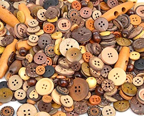 200 Stück edle Premium-Holzknöpfe -Kokosnussknöpfe im Mix - Durchmesser 15-35mm in unterschiedlichen Farben, Formen, Mustern und Größen - Knöpfe zum annähen nähen basteln Bastelknöpfe Jackenknöpfe von Handarbeit Lieblingsladen