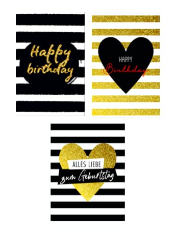 1 Premium Geburtstagskarte Happy Birthday 12x18cm - Klappkarten mit 1 weissen Kuvert, Karte zum Geburtstag Alles Gute Glückwunschkarten Karten von Handarbeit - Lieblingsladen