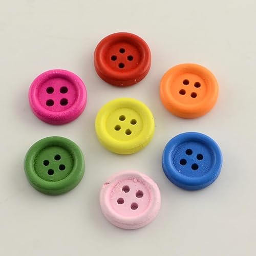 30 Premium Holzknöpfe 25mm (2,5cm) bunt rund gefärbt im zufälligen farblichen Mix Vierlochknöpfe a 2mm je Loch – 4-Loch-Knöpfe zum basteln nähen annähen Bastelknöpfe von Handarbeit - Lieblingsladen