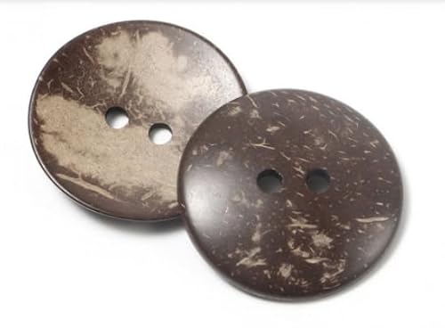 30 Stück Premium Kokosnuss Knöpfe Zum Aufnähen - Ø 15mm - 44mm - 2 Löcher - Braun Basteln Jackenknöpfe Bastelknöpfe Große Zweilochknöpfe Mantelknöpfe Zum Annähen (Braun, 23mm) von Handarbeit Lieblingsladen