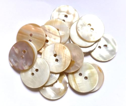30 edle Muschel-Knöpfe 23mm (2,3cm) Muschelfarbe rund Zweilochknöpfe a 2mm je Loch – 2-Loch-Knöpfe Muschel Knopf zum Annähen nähen aufnähen basteln Bastelknöpfe Jackenknöpfe Mantelknöpfe von Handarbeit - Lieblingsladen