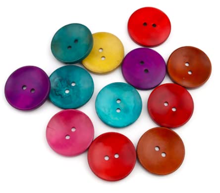 30 Große, Bunte Premium-Holzknöpfe 35mm 2-Loch Rund - XL DIY Knöpfe Zum Nähen, Basteln, Annähen - Jackenknöpfe, Zweilochknöpfe Bunt von Handarbeit-Lieblingsladen