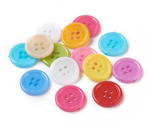 30 hochwertige Kunststoffknöpfe 20mm (2cm) bunt rund im zufälligen farblichen Mix Vierlochknöpfe a 1mm je Loch - 4-Loch-Knöpfe zum basteln nähen annähen Bastelknöpfe von Handarbeit - Lieblingsladen
