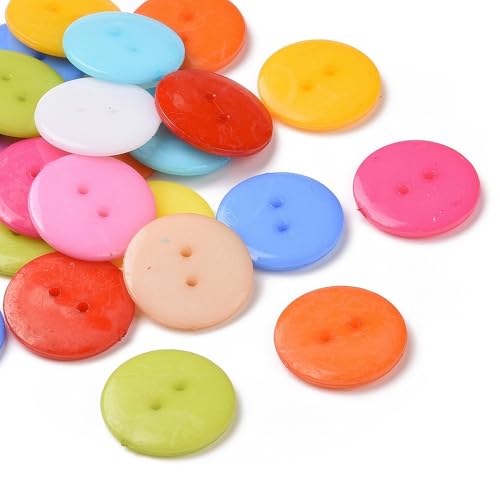 30 hochwertige Kunststoffknöpfe 22mm (2,2cm) bunt rund im zufälligen farblichen Mix Zweilochknöpfe a 1mm je Loch - 2-Loch-Knöpfe zum basteln nähen annähen Bastelknöpfe von Handarbeit - Lieblingsladen