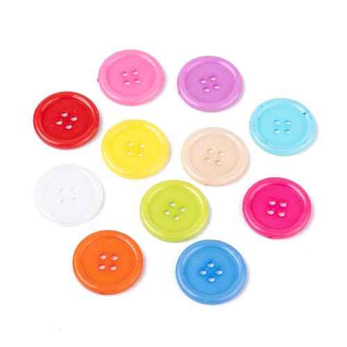 30 hochwertige Kunststoffknöpfe 25mm (2,5cm) bunt im zufälligen fablichen Mix rund Vierlochknöpfe a 2mm je Loch - 4-Loch-Knöpfe zum basteln nähen annähen Bastelknöpfe von Handarbeit - Lieblingsladen