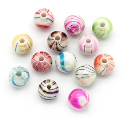 300 bezaubernde Acrylperlen bunt rund 8mm mit Loch 1,5mm - zum fädeln auffädeln basteln Schmuckherstellung DIY - Fädelperlen aus Kunststoff von Handarbeit - Lieblingsladen