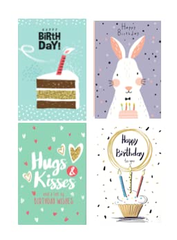 4 Premium Geburtstagskarten happy birthday 12x18cm - Klappkarten mit 4 weissen Umschläge, Karte zum Geburtstag Alles Gute Glückwunschkarten happy-birthday-Karten von Handarbeit - Lieblingsladen