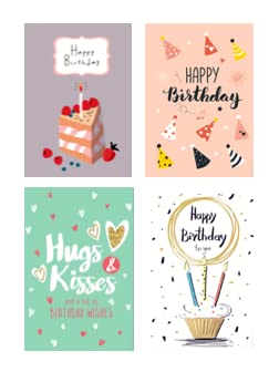 4 Premium Geburtstagskarten happy birthday 12x18cm - Klappkarten mit 4 weissen Umschläge, Karte zum Geburtstag Alles Gute Glückwunschkarten happy-birthday-Karten 4 Premium Geburtstagskarten happy birthday 12x18cm - Klappkarten mit 4 weissen Umschläge, Karte zum Geburtstag Alles Gute Glückwunschkarten happy-birthday-Karten von Handarbeit - Lieblingsladen
