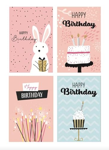 4 Premium Geburtstagskarten happy birthday 18x12cm - Klappkarten mit 4 weissen Umschläge, Karte zum Geburtstag Alles Gute Glückwunschkarten happy-birthday-Karten 4 Premium Geburtstagskarten happy birthday 18x12cm - Klappkarten mit 4 weissen Umschläge, Karte zum Geburtstag Alles Gute Glückwunschkarten happy-birthday-Karten von Handarbeit - Lieblingsladen
