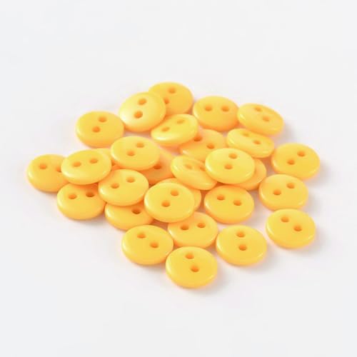 50 Premium Harzknöpfe 11,5mm (1,15cm) gelb rund Zweilochknöpfe a 1mm je Loch – 2-Loch-Knöpfe Harz Knopf zum Annähen nähen aufnähen basteln Bastelknöpfe Jackenknöpfe Mantelknöpfe von Handarbeit - Lieblingsladen