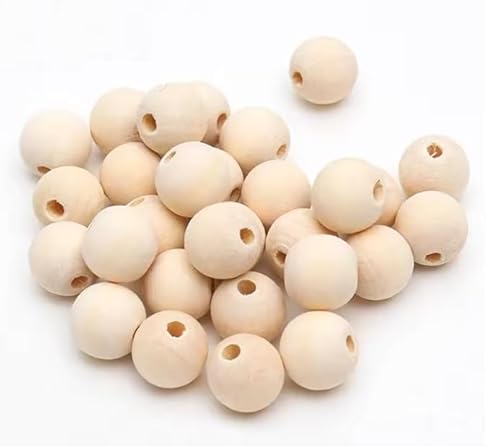 50 Stück Holzperlen 19mm mit Loch 4mm rund natur naturfarben Holzkugeln zum basteln auffädeln Kugeln Perlen aus Holz Bastelperlen für DIY Schmuck Schmuckherstellung von Handarbeit - Lieblingsladen
