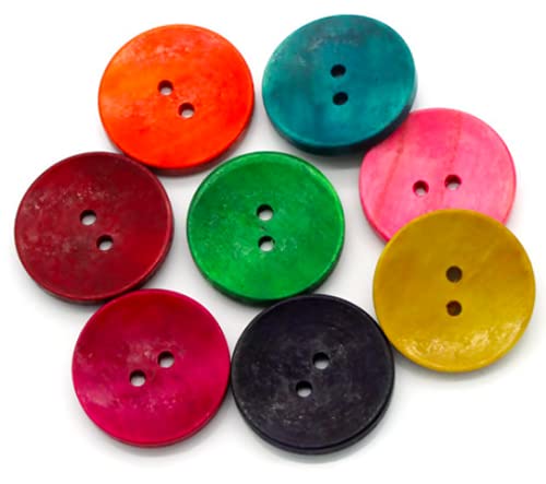 50 Holzknöpfe 30mm bunt, 2-Loch rund bunter Mix bunte Knöpfe Knopf basteln annähen DIY Knöpfe aus Holz Zweilochknöpfe bunt zum nähen Jackenknöpfe 2-Loch-Knöpfe von Handarbeit-Lieblingsladen