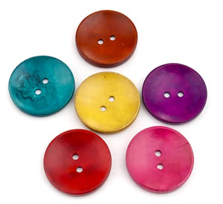 50 große, bunte Holzknöpfe 35mm 2-Loch rund bunter Mix bunte Knöpfe Knopf basteln annähen XL - DIY Knöpfe aus Holz Zweilochknöpfe bunt zum nähen Jackenknöpfe 2-Loch-Knöpfe von Handarbeit-Lieblingsladen