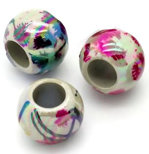 500 Acrylperlen 8mm bunt mit Muster rund mit Loch 4mm Kunststoffperlen zum basteln auffädeln Perlen Schmuckherstellung DIY Schmuckperlen Spacer von Handarbeit - Lieblingsladen