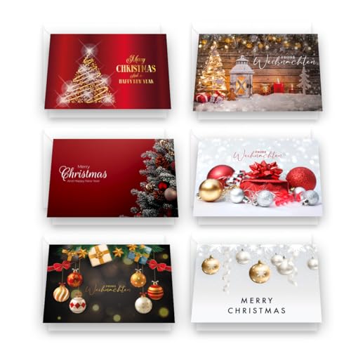 6 bezaubernde Premium Weihnachtskarten mit 6 Kuverts in weiß - 12x18cm, Klappkarten Grusskarten für Weihnachten, merry christmas von Handarbeit - Lieblingsladen