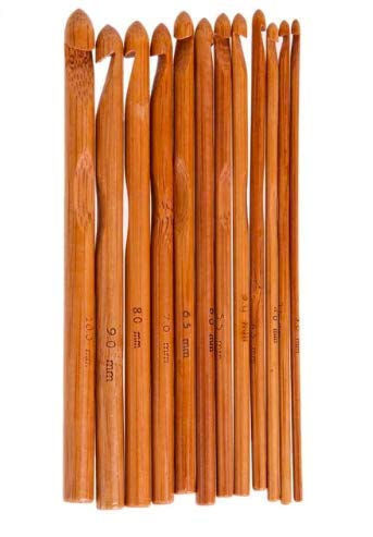 Häkelnadeln 10 Stück Bambus 4-10mm Häkelnadel Set im Organza Beutel von Handarbeit-Lieblingsladen