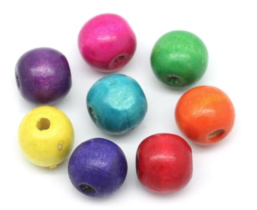 Handarbeit - Lieblingsladen 200 Holzperlen 13x14mm bunt mit Loch 4,5mm Zwischenperlen Spacer Perlen Rund im farblichen Mix Bastelperlen zum auffädeln DIY von Handarbeit - Lieblingsladen