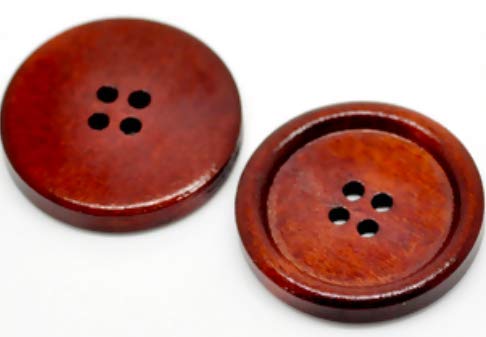 Handarbeit-Lieblingsladen 25 Holzknöpfe 30mm 4-Loch rund rot-braun Knopf zum aufnähen Dekoknöpfe Holzknopf von Handarbeit-Lieblingsladen