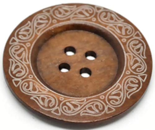 Holzknöpfe 5 Stück 60mm 4-Loch rund kaffeebraun Vierloch Knopf von Handarbeit-Lieblingsladen