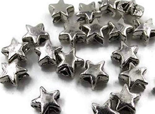 Metallperlen 6x6x3mm 100 Stück Spacer mit Loch antiksilber sternförmig von Handarbeit-Lieblingsladen