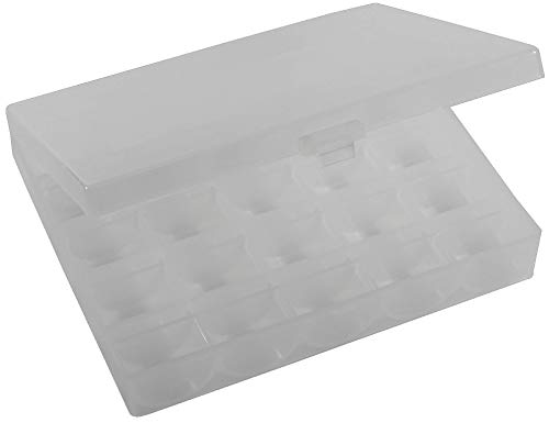Spulenbox für 25 Nähmaschinenspulen 12x10x2,5cm Kunststoff Unterfadenspulen Spulenbox für 25 Nähmaschinenspulen 12x10x2,5cm Kunststoff Unterfadenspulen von Handarbeit-Lieblingsladen