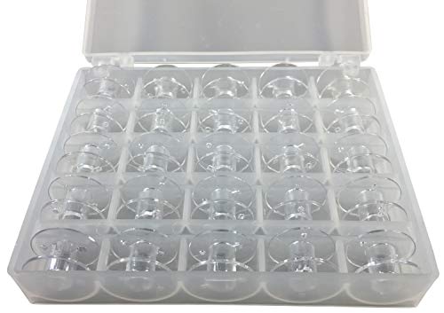 Spulenbox mit 25 Nähmaschinenspulen Kunststoff Unterfadenspule Aufbewahrungsbox von Handarbeit-Lieblingsladen