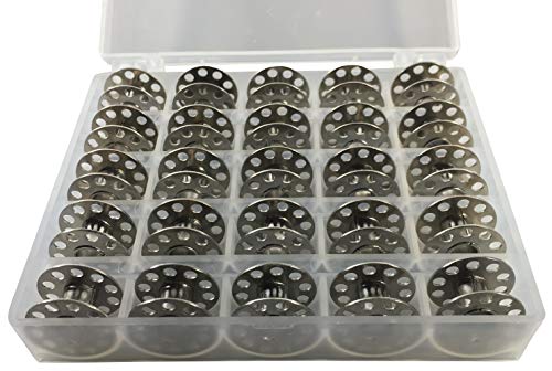 Spulenbox mit 25 Nähmaschinenspulen Metall Unterfadenspule Aufbewahrungsbox von Handarbeit-Lieblingsladen