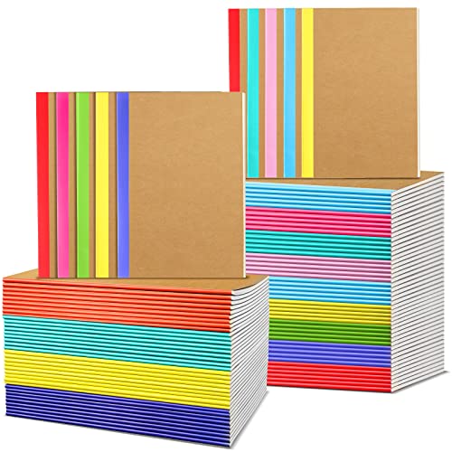 Handepo 100 Pack Composition Notebooks Ruled Lined Kraft Notebooks Bulk Soft Cover Journals Travel Diary Memo for Students Classroom Office Supplies(A6,Colourful) von Handepo