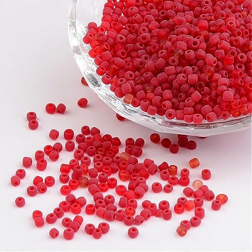 Handicraft Emporium Glasperlen, rund, mattiert, 3 mm, Rot, 8/0 von Handicraft Emporium