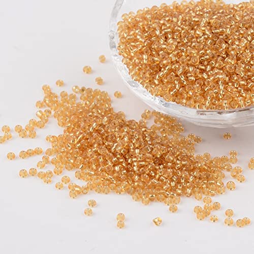 Handicraft Emporium Glass Seed Beads | Lined | 2mm | Pale Gold | 50g von Handicraft Emporium
