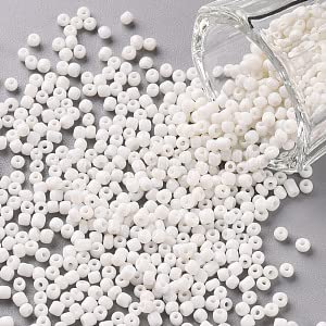 Handicraft Emporium Glass Seed Beads | Round | 3mm | White | 50g von Handicraft Emporium