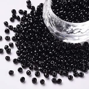 Handicraft Emporium Glass Seed Beads | Round | 4mm | Black | 50g von Handicraft Emporium