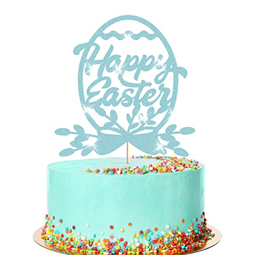 Happy Easter Egg Glitter Cake Topper Easter Festive Celebration Decoration(Baby Blue) von Handmade By Stukk