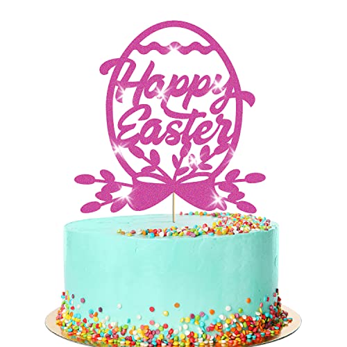 Happy Easter Egg Glitter Cake Topper Easter Festive Celebration Decoration(Pink) von Handmade By Stukk
