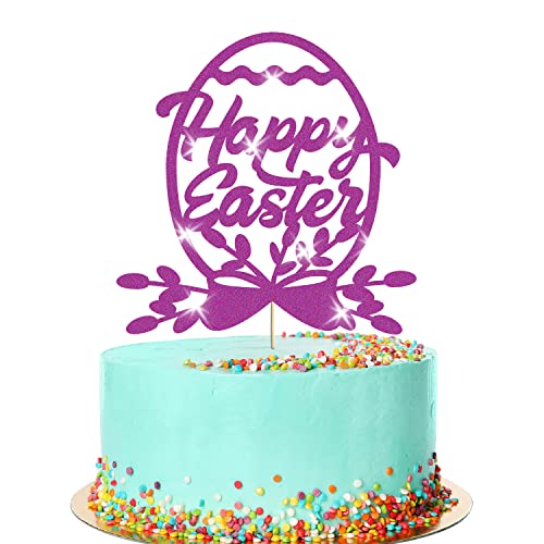 Happy Easter Egg Glitter Cake Topper Easter Festive Celebration Decoration(Purple) von Handmade By Stukk
