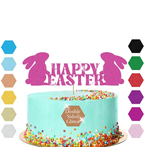 Happy Easter Glitter Cake Topper Easter Bunny Festive Celebration Decoration(Baby Blue) von Handmade By Stukk