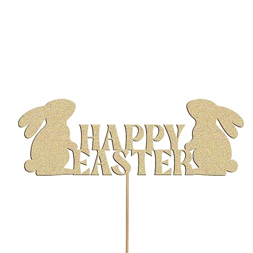 Happy Easter Glitzer-Kuchenaufsatz, Osterhase, festliche Feier-Dekoration (Roségold) von Handmade By Stukk