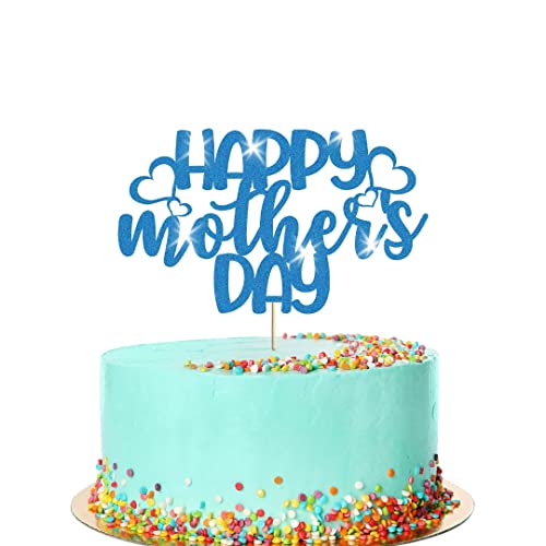 Happy Mother's Day Herzen Design Glitzer Kuchen Topper Geburtstag Dekoration (blau) von Handmade By Stukk