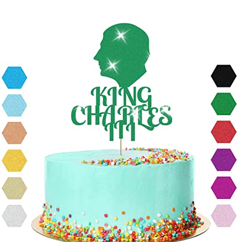King Charles III Coronation Glitter Cake Topper Royal British Party Dekoration von Handmade By Stukk