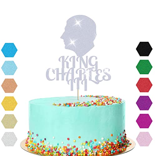 King Charles III Coronation Glitter Cake Topper Royal British Party Dekoration von Handmade By Stukk