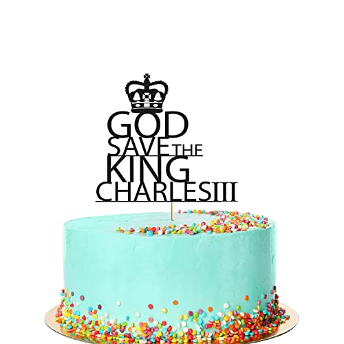 Krönung Feier Glitzer Kuchen Topper God Save King Charles III Party Decor von Handmade By Stukk